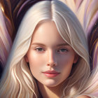 Platinum Blonde Woman Surrounded by Pastel Petals