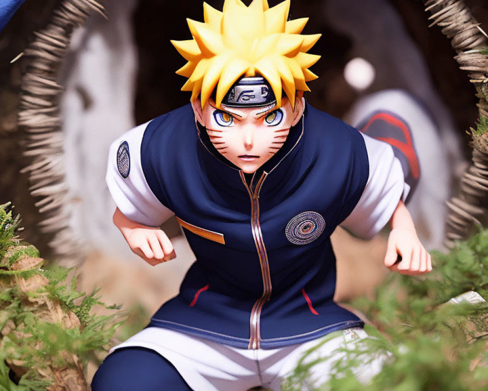 Dynamic Naruto Uzumaki with spiky blonde hair in action