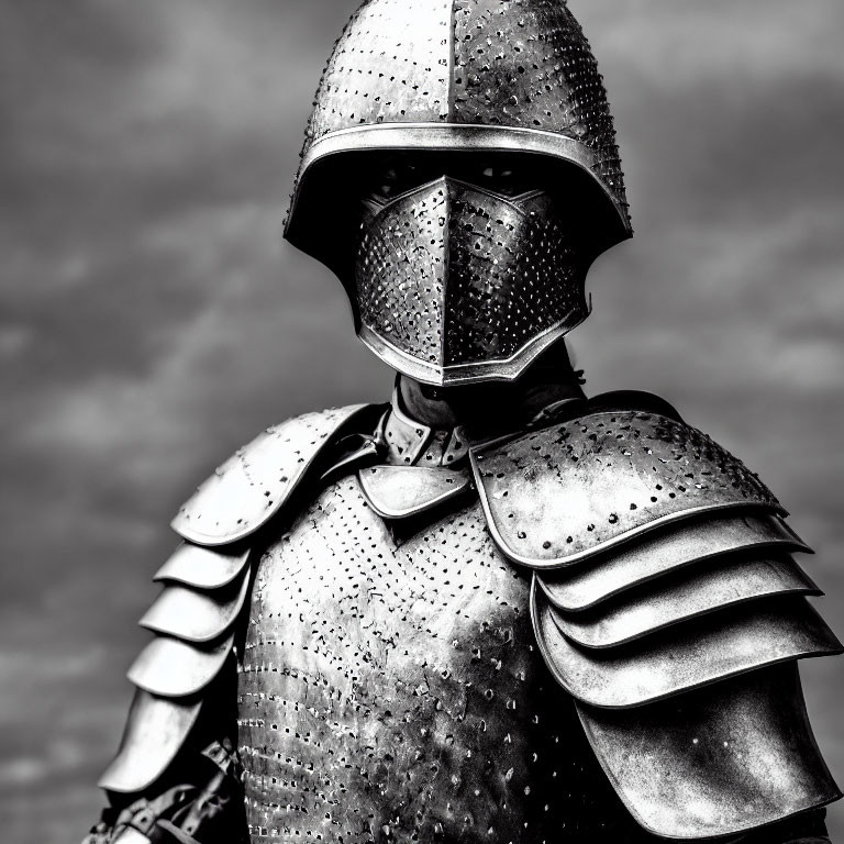 European Plate Armor Worn by Person Against Cloudy Sky