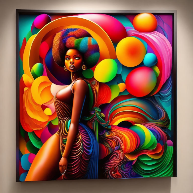 Colorful Abstract Painting of Woman with Warm Tones