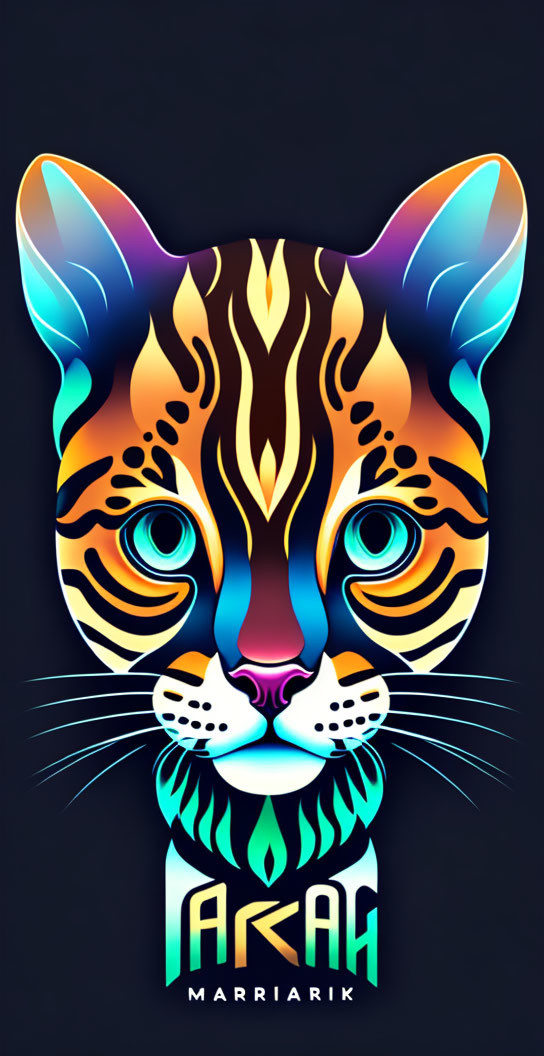 Colorful Stylized Cat Face Illustration with "ARAK" Text