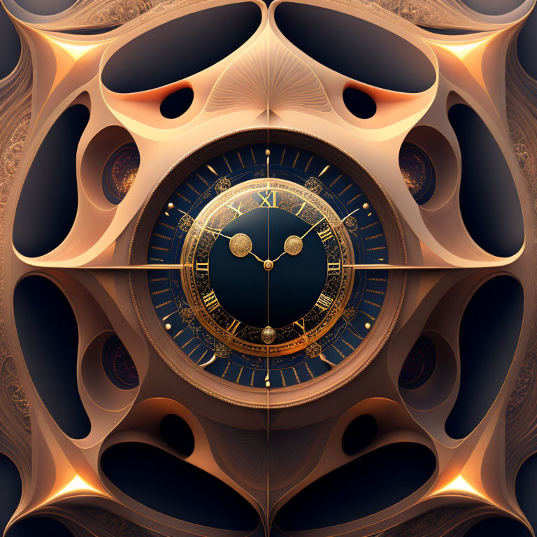 Central Astronomical Clock Design in Abstract Fractal Art