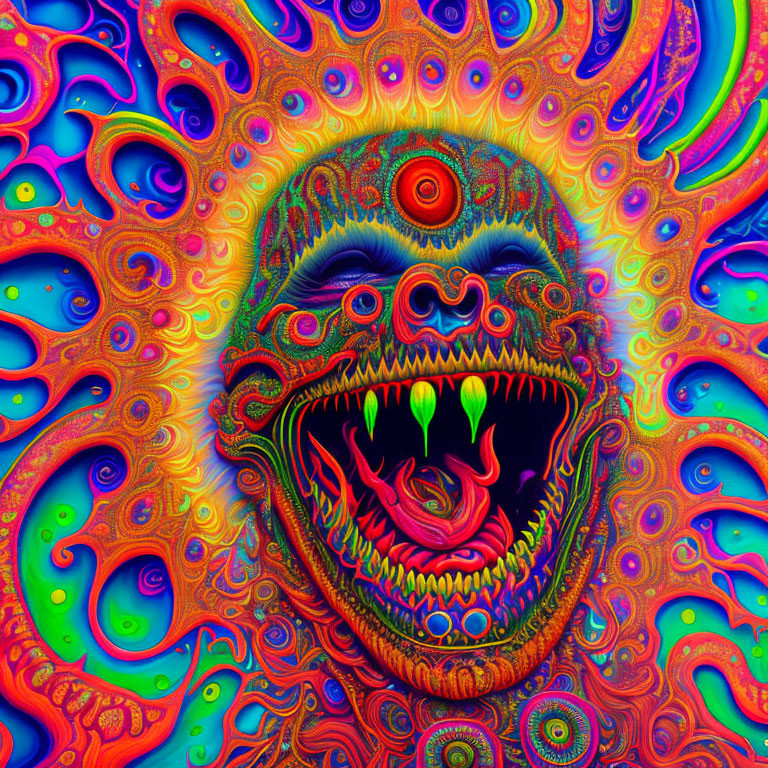 Colorful Psychedelic Artwork of Snarling Entity