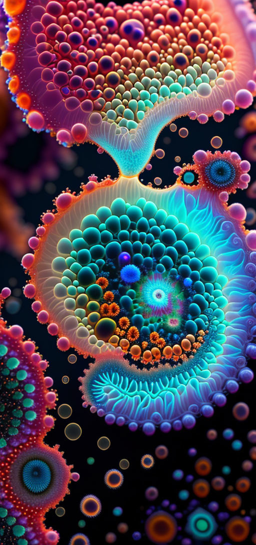 Colorful Abstract Fractal Art: Marine-Inspired Structures