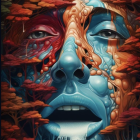 Vibrant surreal digital artwork: flowing face with liquid textures