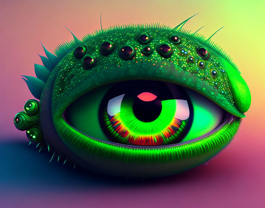 Vibrant illustration of large and small eyes on colorful gradient background