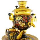 Intricate Golden Teapot & Container on Circular Base