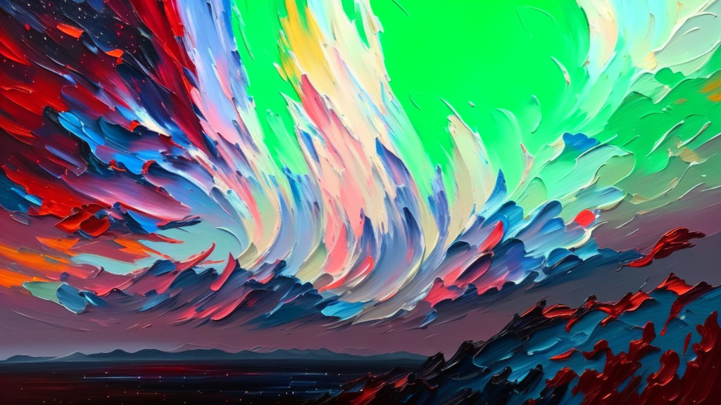 Dynamic Abstract Landscape with Vivid Swirling Colors