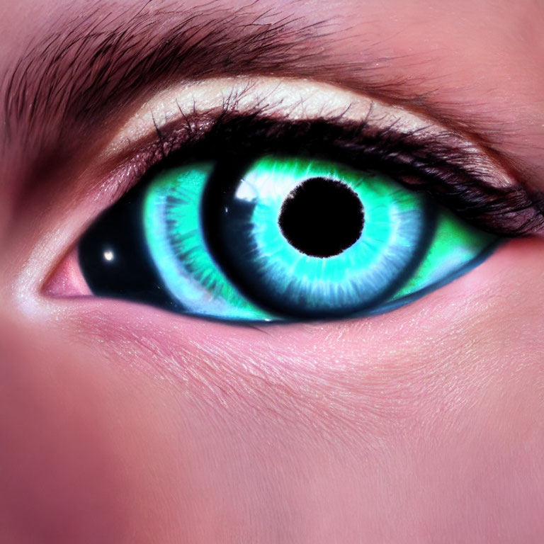 Detailed Close-Up of Vibrant Turquoise Human Eye