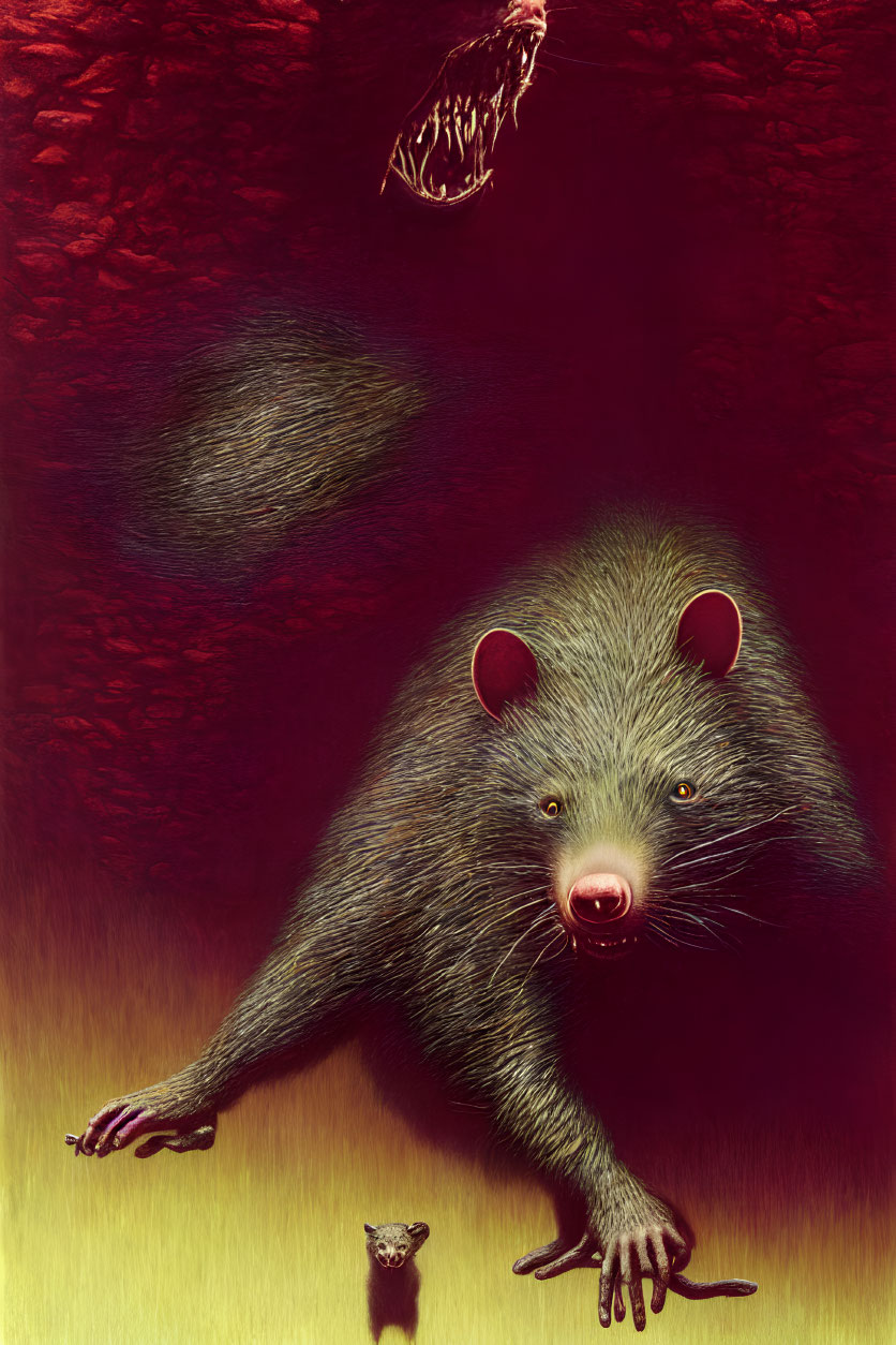 Surreal artwork of anthropomorphic rats in dramatic lighting