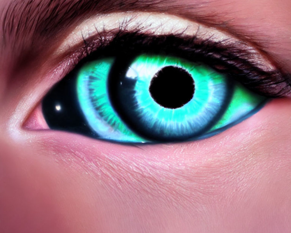 Detailed Close-Up of Vibrant Turquoise Human Eye