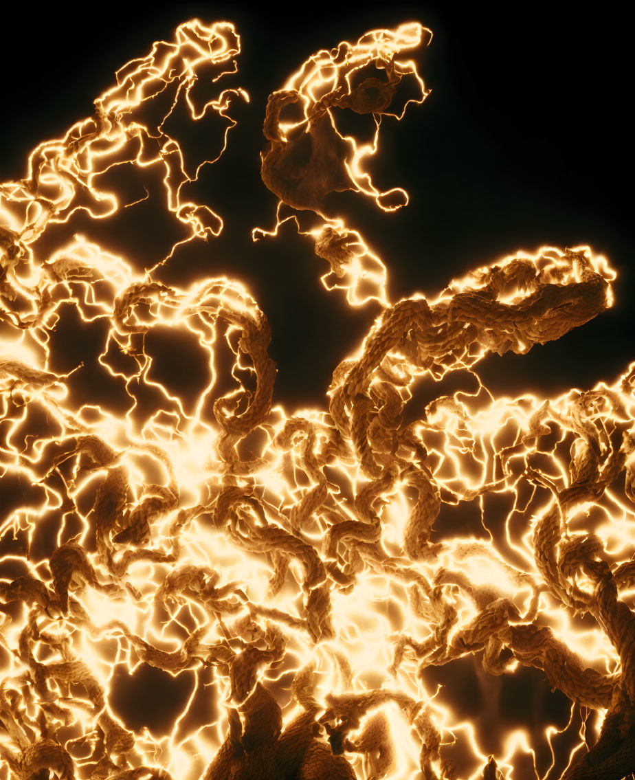 Intense Flames Close-Up: Dynamic Shapes, Bright Orange & Yellow