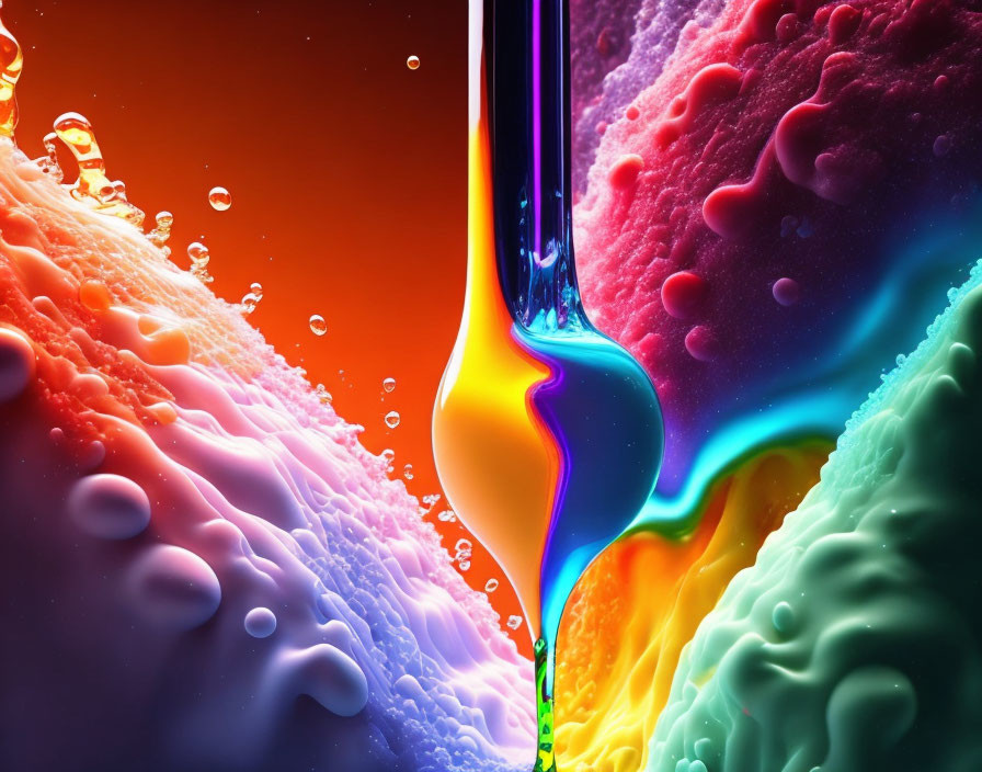 Colorful Liquid Motion with Bubbles and Gradients Displayed