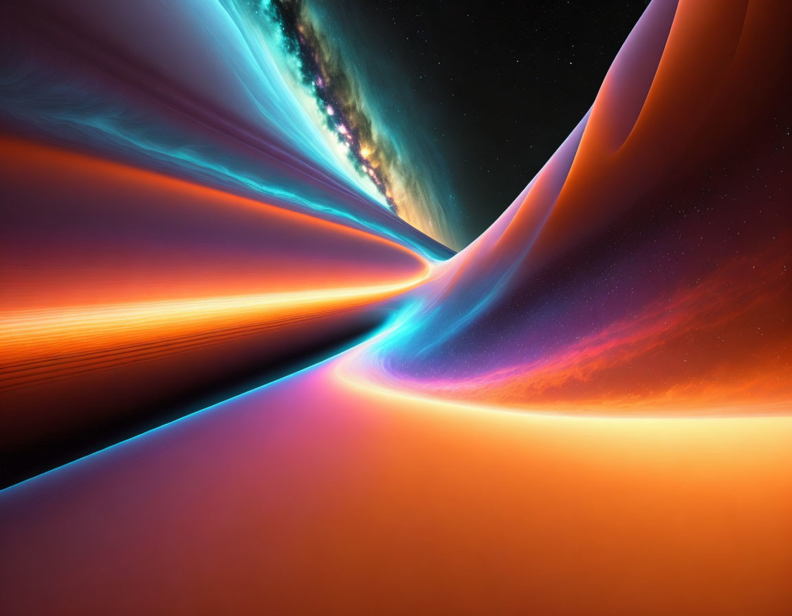 Colorful Digital Art: Vibrant Space Scene with Cosmic Elements