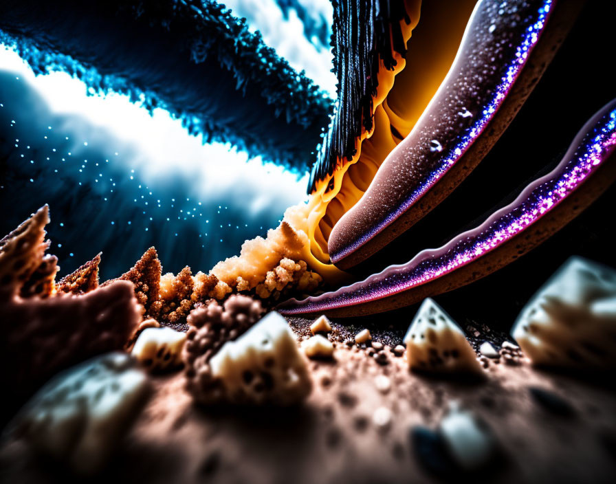 Colorful Abstract Macro Shot: Intense Colors and Textures Resemble Alien Landscape