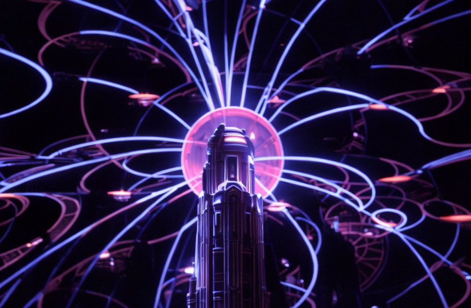 Vibrant Purple and Pink Electric Streams in Plasma Globe