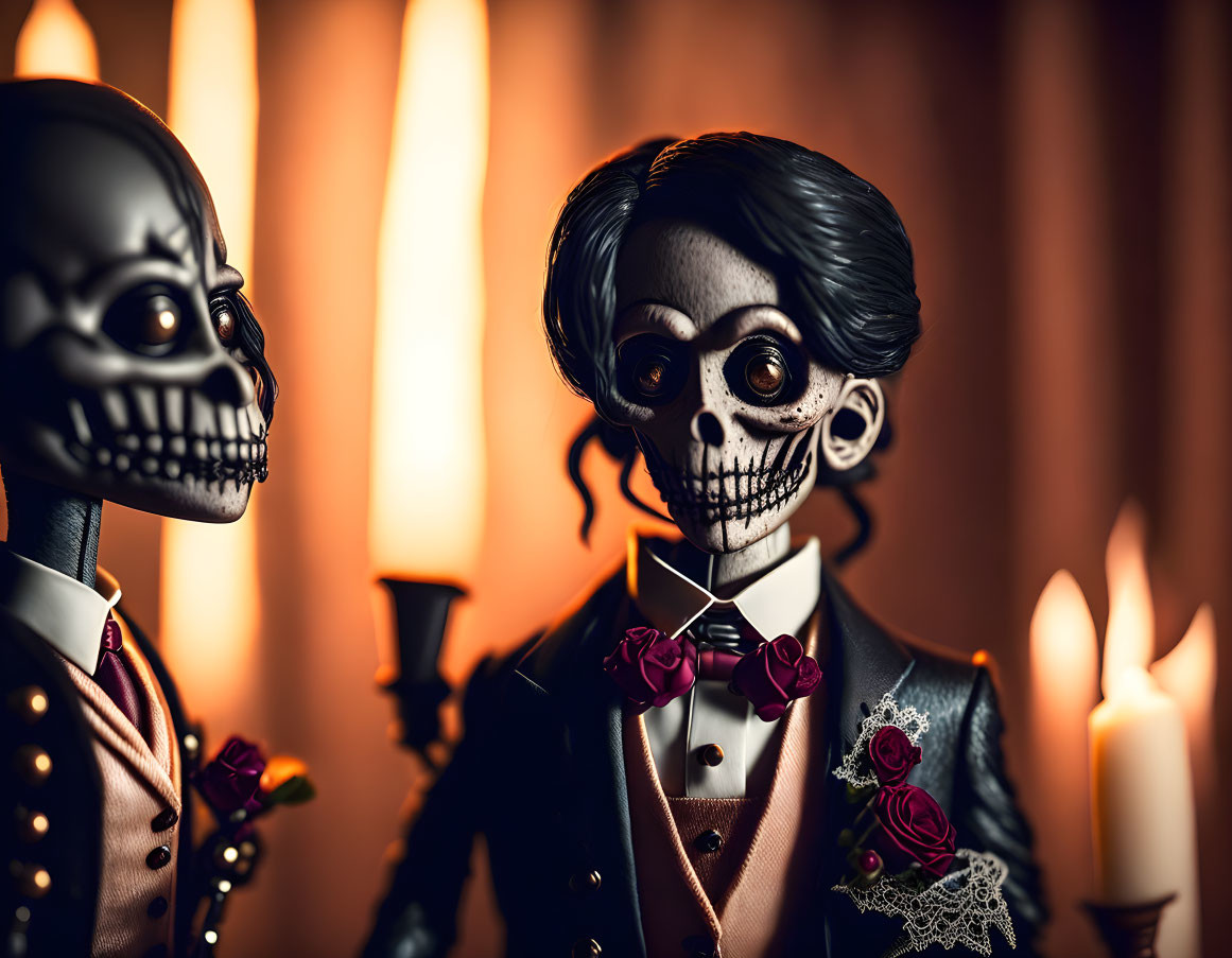 Skeleton Wedding Figurines with Day of the Dead Theme