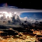 Intense photograph of fiery orange and deep blue clouds