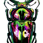 Colorful Fluorescent Beetle with Starry Night Sky Patterns