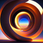 Spiral design with orange and blue tones forming tunnel effect