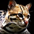 Close-Up of Ocelot with Spotted Fur and Piercing Eyes