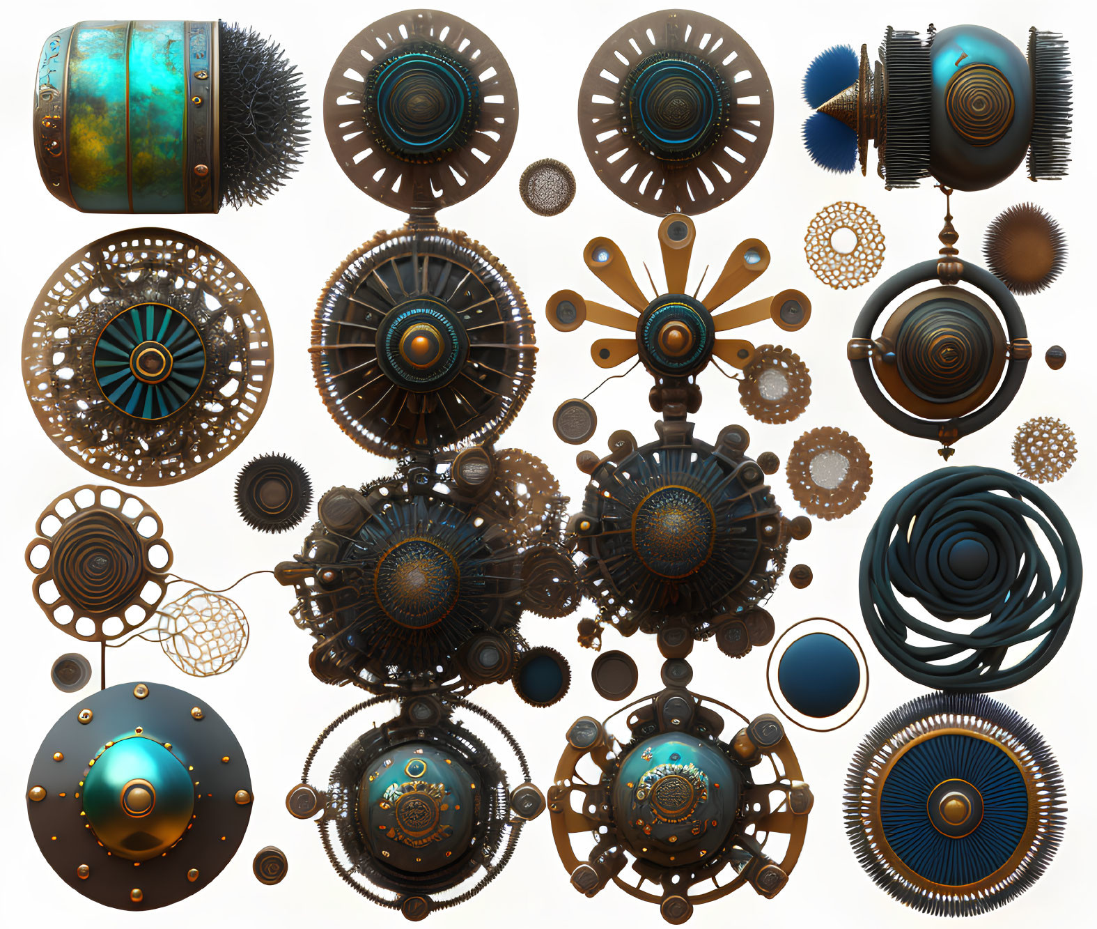 Detailed Steampunk Circular Designs with Gears and Cogs