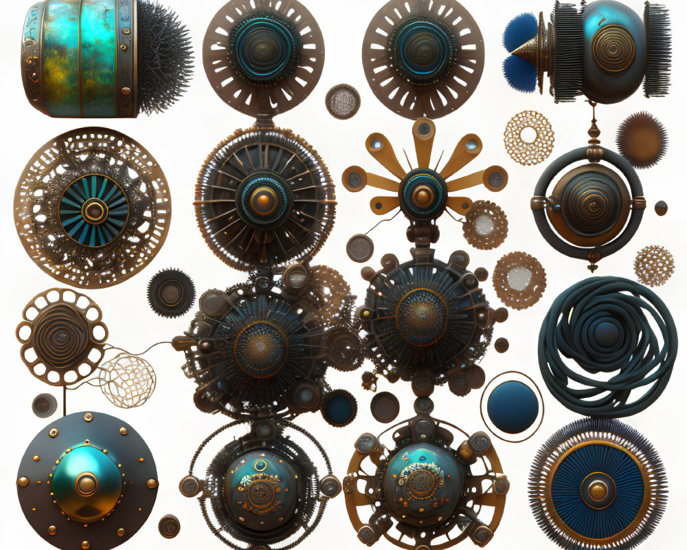 Detailed Steampunk Circular Designs with Gears and Cogs