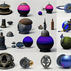 Intricate Metallic Spheres with Futuristic Designs