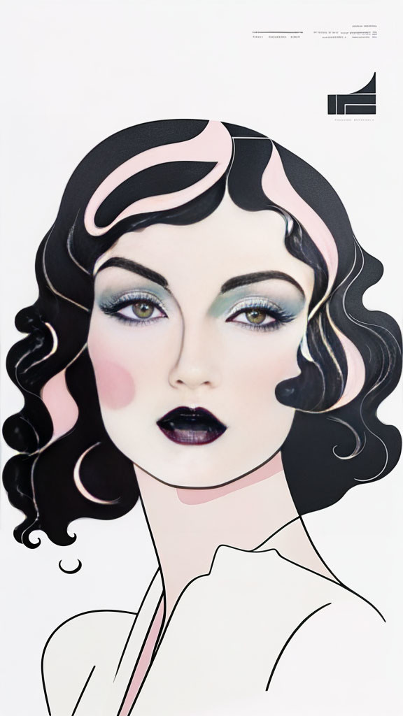 Stylized woman portrait with expressive eyes and bold makeup