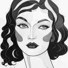 Stylized woman portrait with expressive eyes and bold makeup