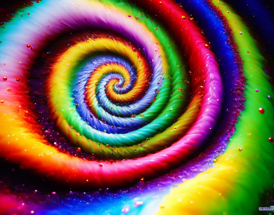 Colorful Textured Spiral with Bright Star-like Flecks