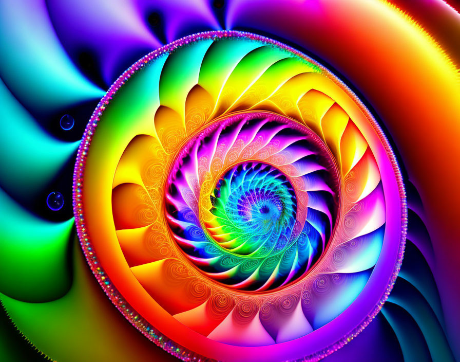 Colorful Neon Spiral Fractal Art with Psychedelic Design