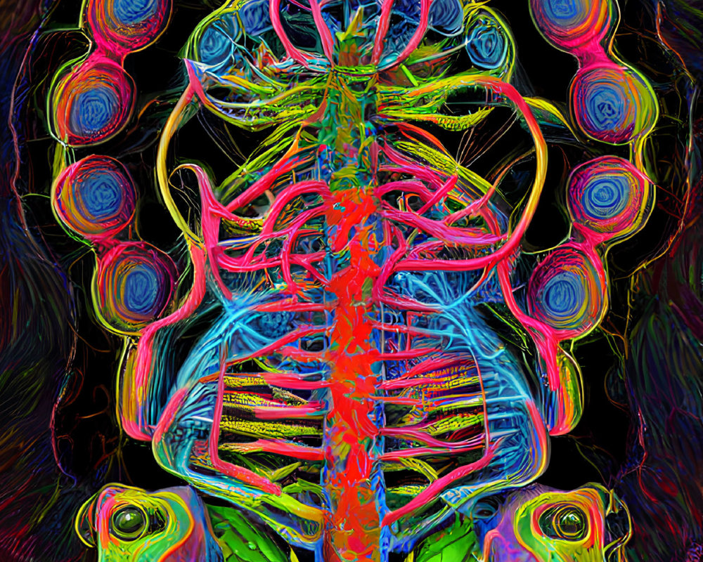 Vibrant Artistic Representation of Cardiovascular and Respiratory Systems