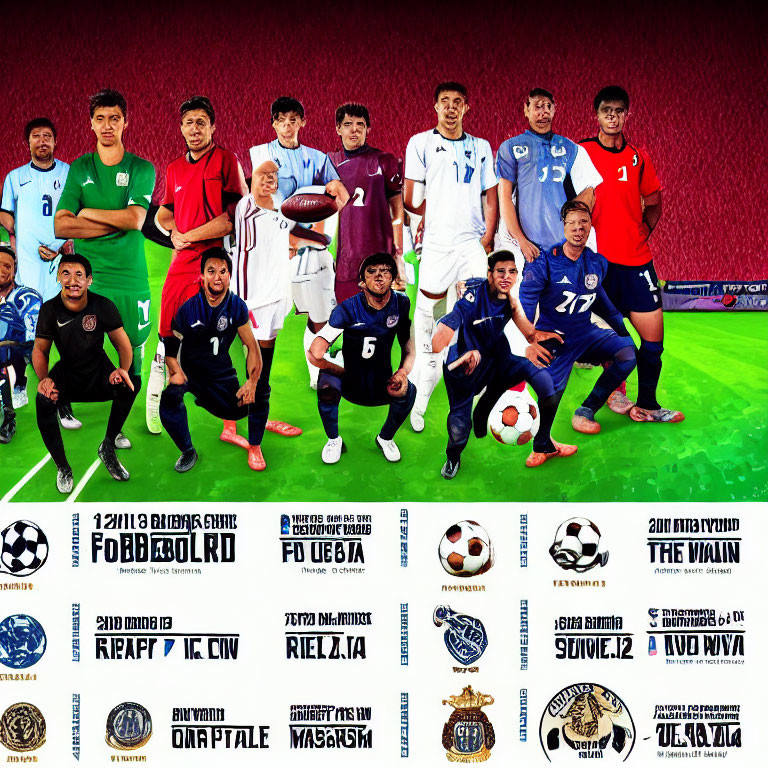 Collage of Soccer Players in National Team Jerseys