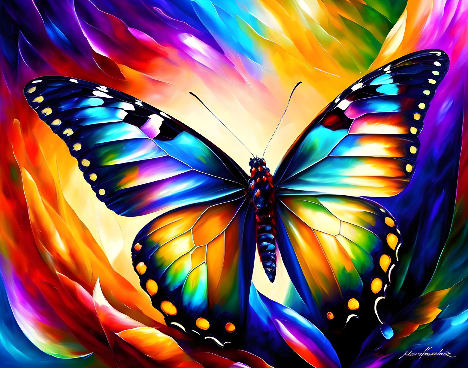 Colorful Butterfly Digital Painting with Abstract Background