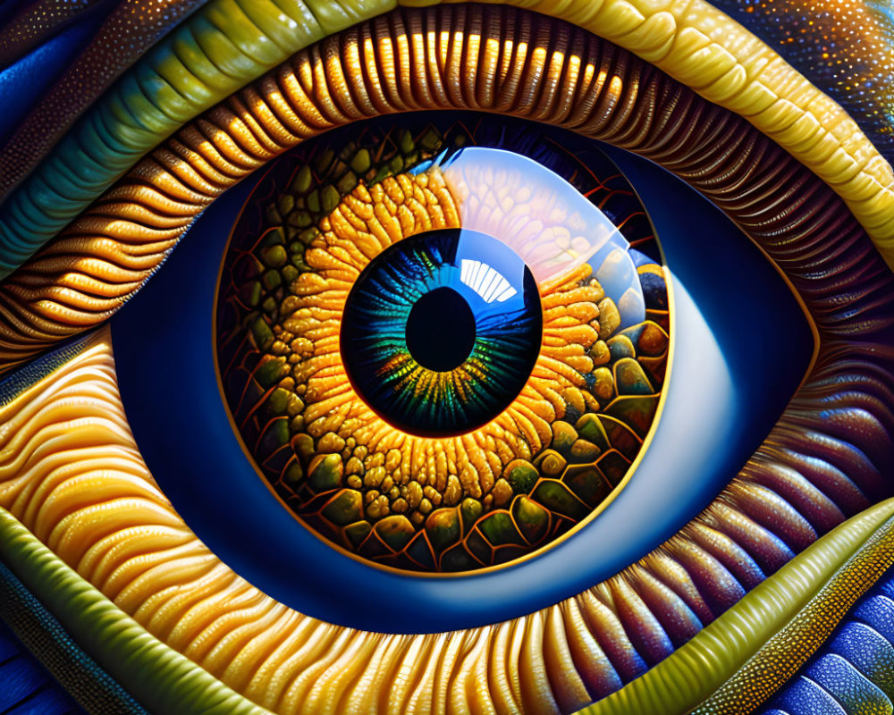 Detailed Colorful Eye Illustration with Intricate Patterns and Textures