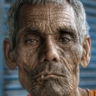 Detailed Hyper-Realistic Portrait of Elderly Man with Grey Hair