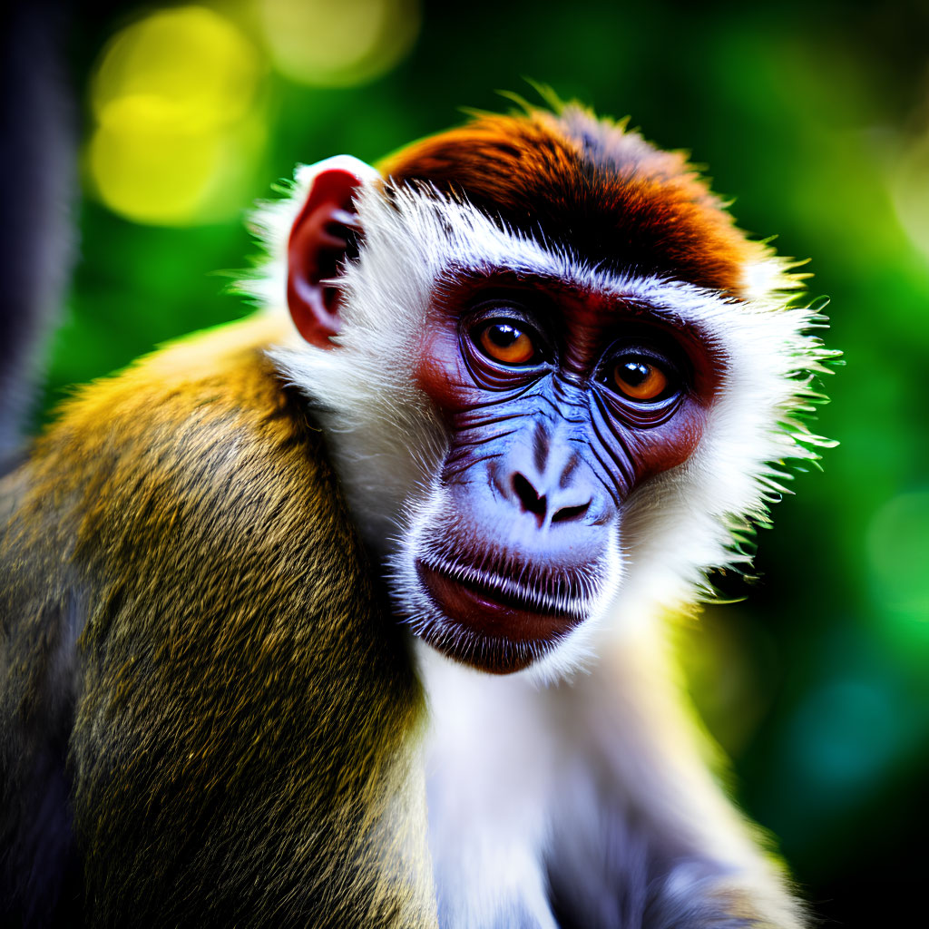 Red-Faced Monkey with Striking Eyes in Close-Up Shot