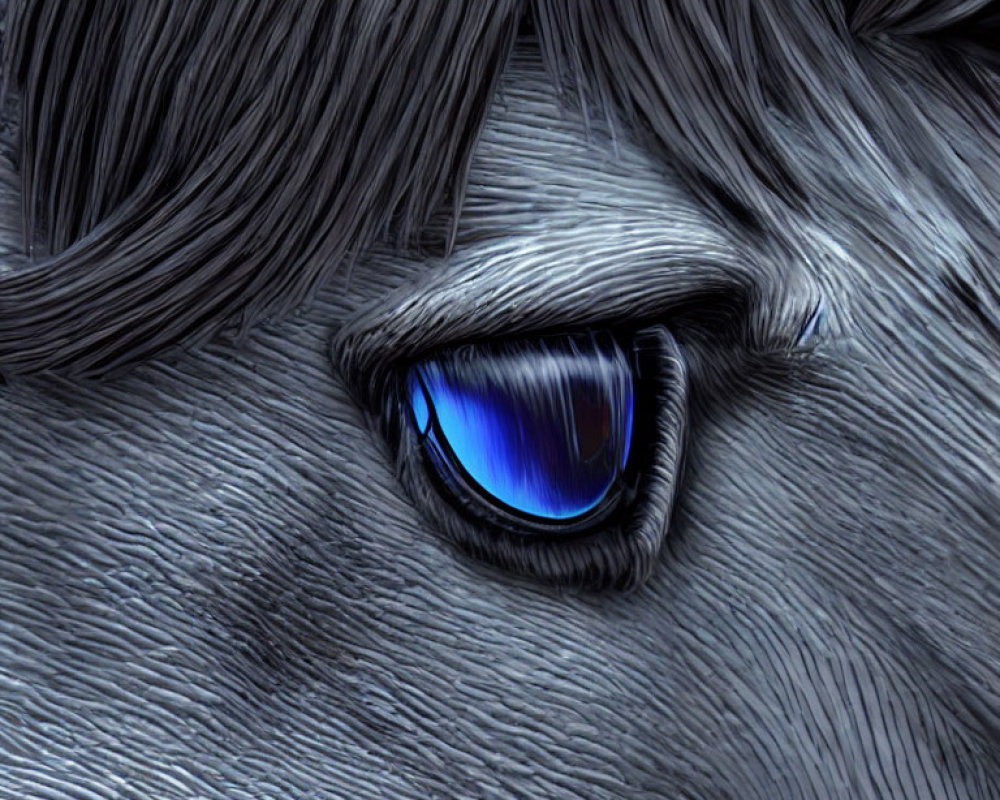 Detailed textured blue eye illustration with dark flowing lines.