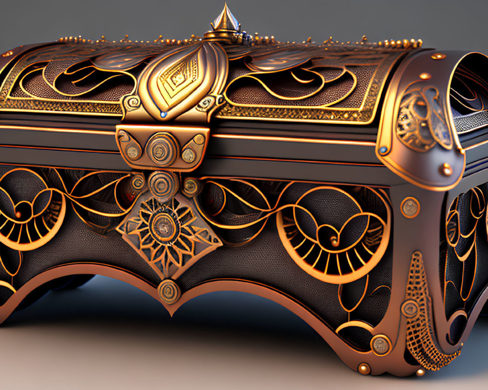 Intricate Gold Detailing on Antique-Style Chest