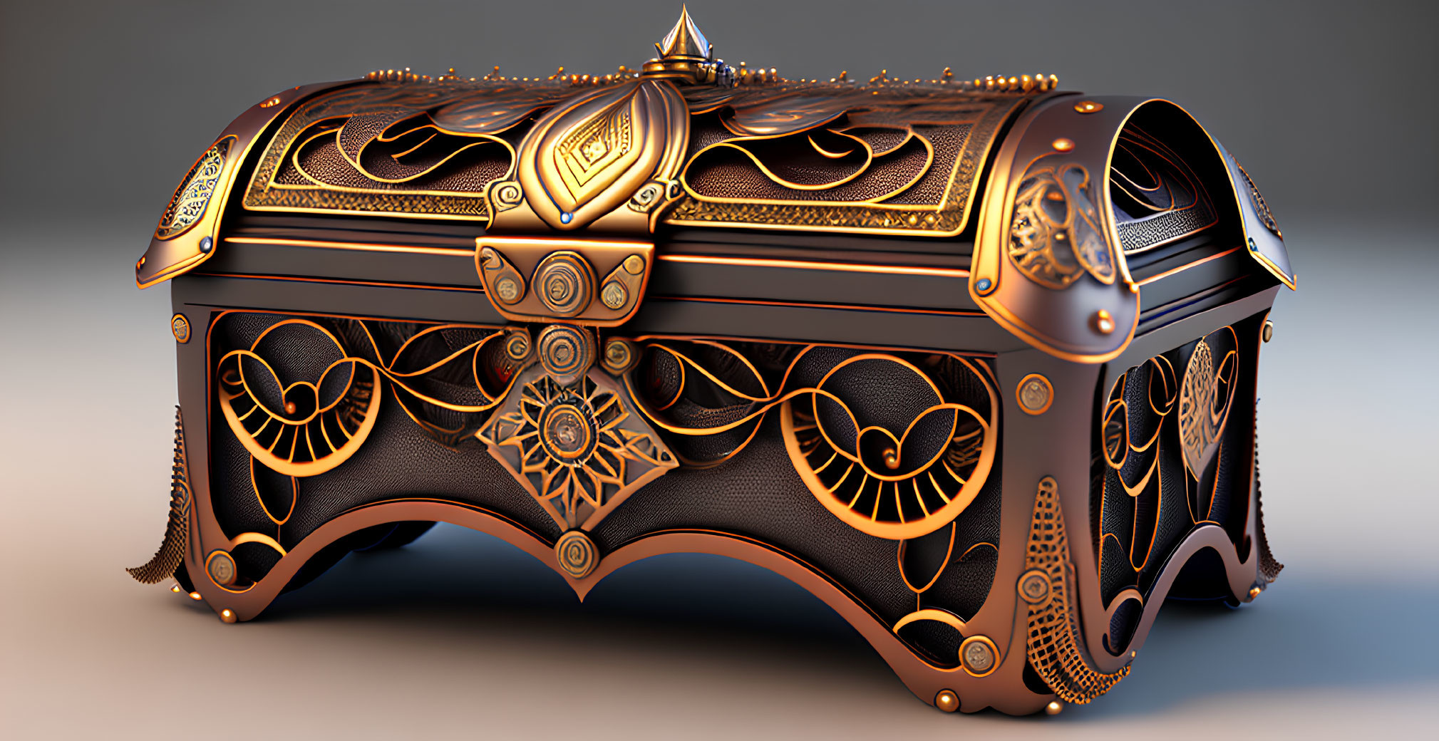 Intricate Gold Detailing on Antique-Style Chest