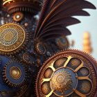 Detailed Steampunk-Inspired Design with Metalwork, Gears, and Gemstones