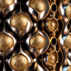 Intricate golden ornaments in opulent 3D render