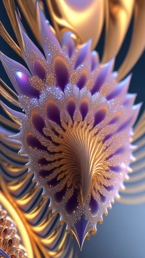 Intricate Golden 3D Fractal with Spiraling Patterns