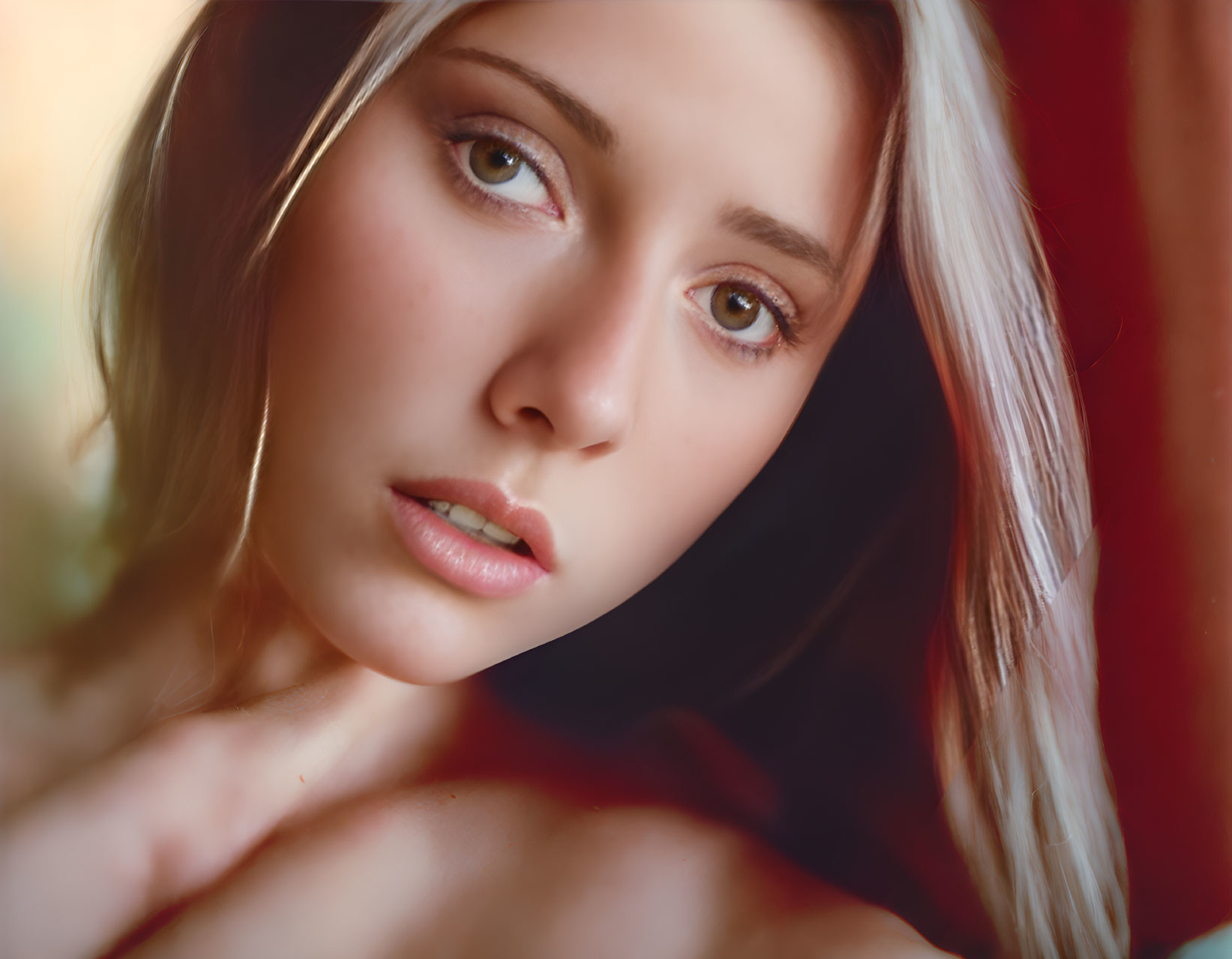 Blonde Woman with Hazel Eyes in Close-Up Shot