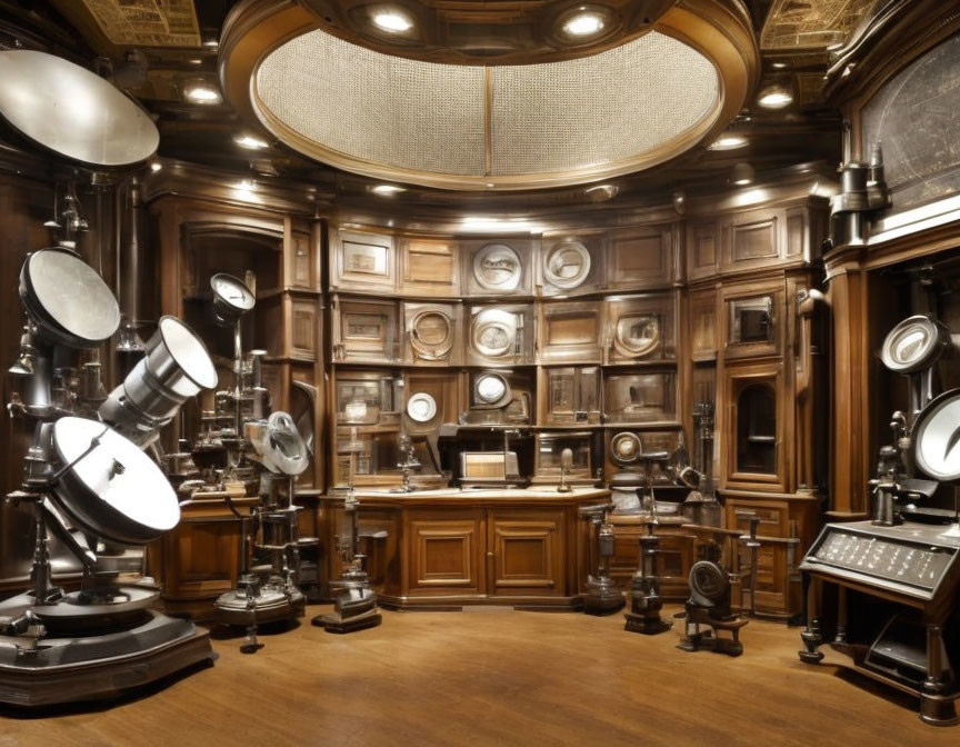 Vintage-themed Wooden Room with Old Cinema Equipment