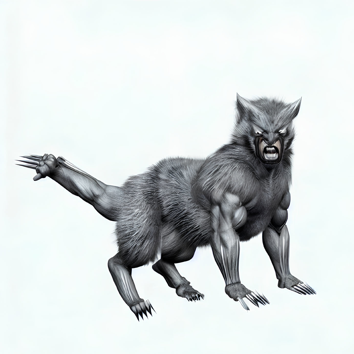 Illustration of humanoid with wolf head and beastly lower body