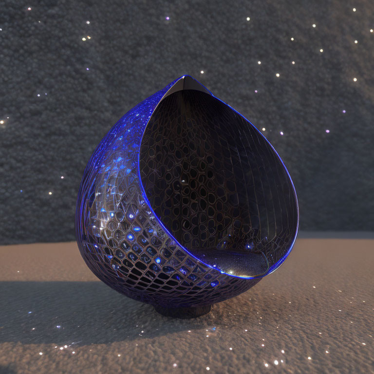 Blue Glowing Honeycomb Sphere Revealed on Dark Background