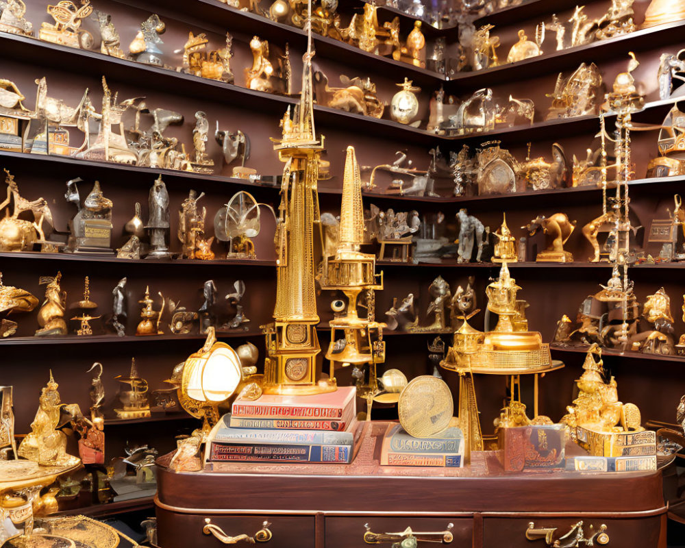 Luxurious Room with Gold Ornaments and Grand Chandelier