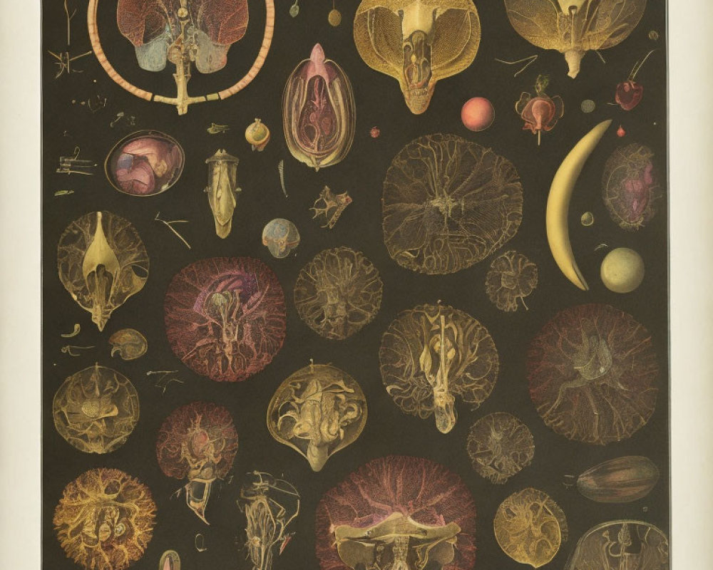 Detailed Vintage Anatomical Illustration Collection on Dark Background